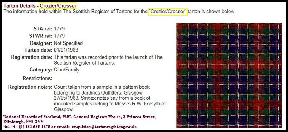 Tartan Details - The Scottish Register of Tartans