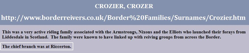 Border Reivers UK Crozier, Crozer