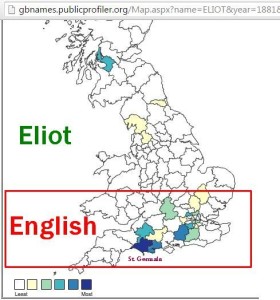 Eliot surname distribution map