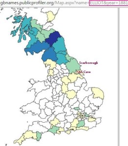 Elliot surname distribution 1881