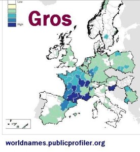 Gros surname distribution