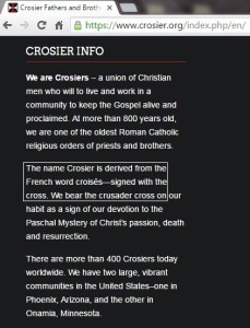 Crosier is derived from the French word croisés