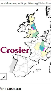 Crosier surname distribution line
